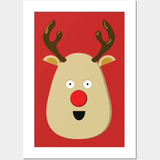 Cute Red Nose Reindeer Xmas Posters and Art